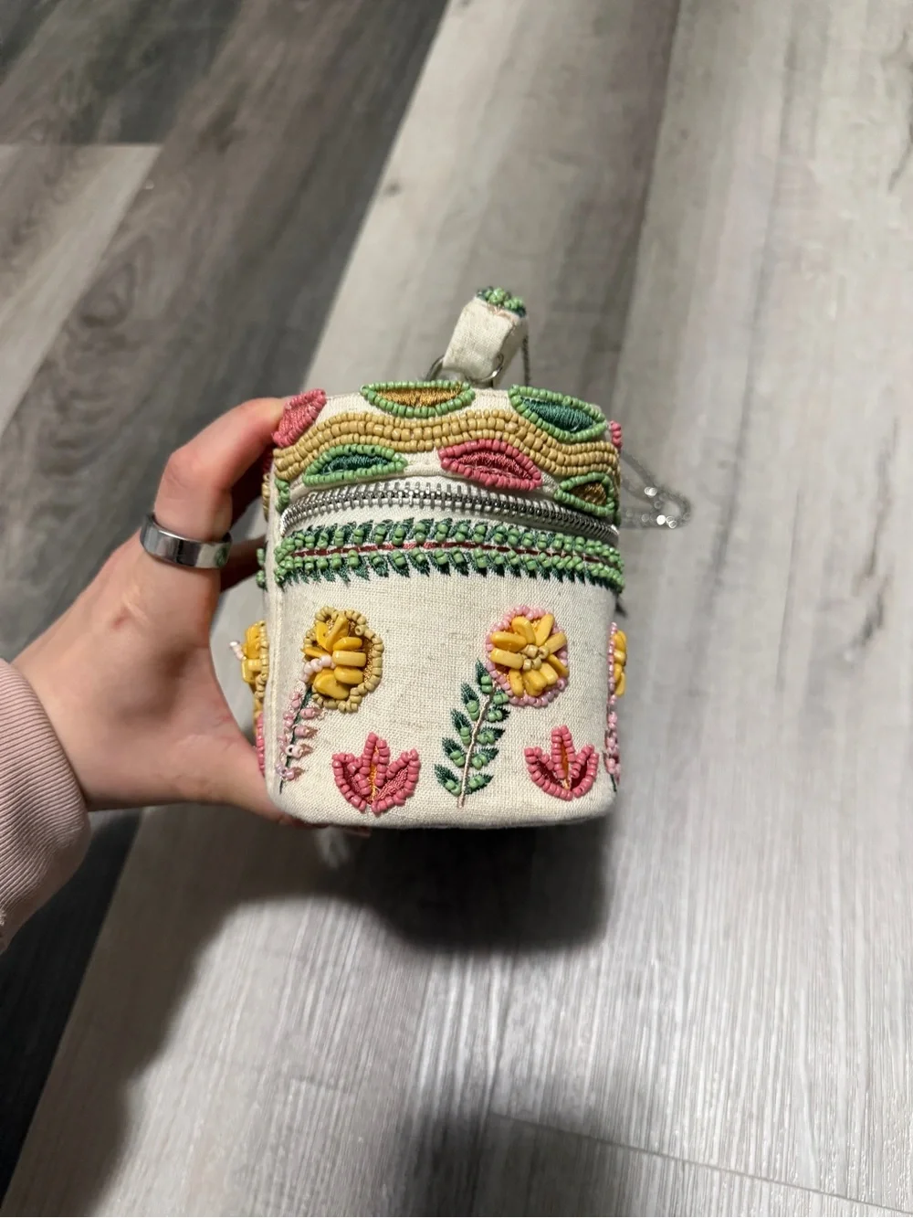 Embroidered Boho Beaded Crossbody Bag